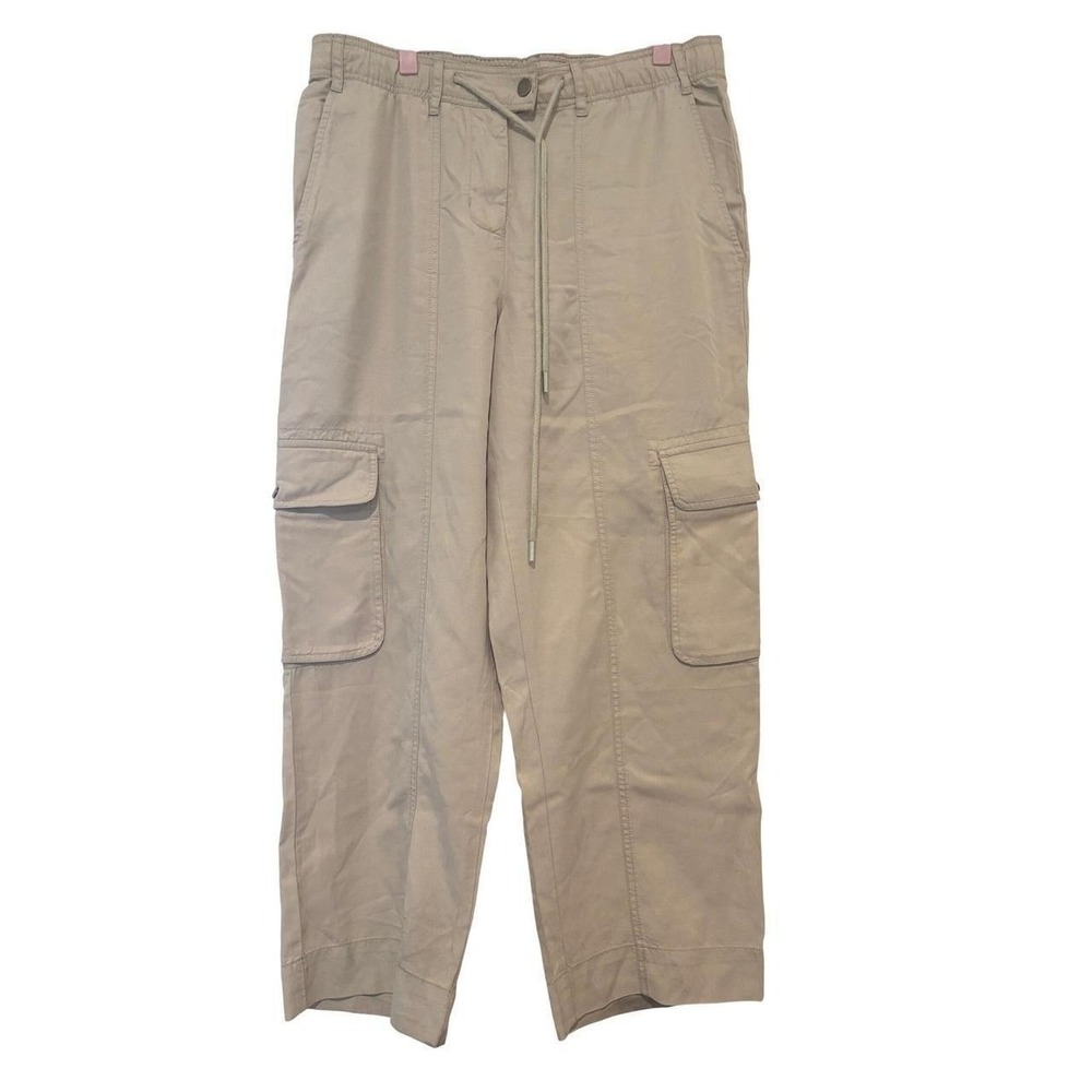 Quince sz L beige elastic waist cargo wide leg pants outdoors JJ